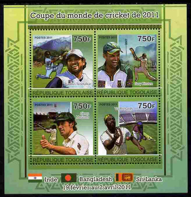 Togo 2011 Cricket World Cup perf sheetlet containing 4 values unmounted mint