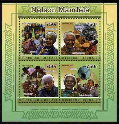 Togo 2011 Nelson Mandela & Minerals perf sheetlet containing 4 values unmounted mint