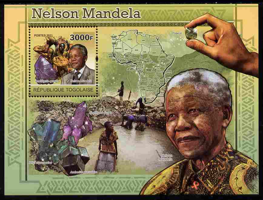 Togo 2011 Nelson Mandela & Minerals perf souvenir sheet unmounted mint