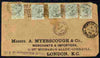 Trinidad 1895 cover to London bearing 5 x QV 1/2d tied San Fernando cds with Port of Spain alongside