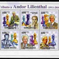 Guinea - Bissau 2010 Chess - Tribute to Andor Lilienthal perf sheetlet containing 6 values unmounted mint, Michel 5151-57