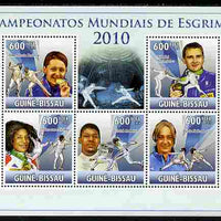 Guinea - Bissau 2010 Fencing perf sheetlet containing 5 values unmounted mint, Michel 5134-38