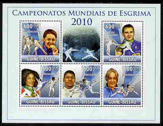 Guinea - Bissau 2010 Fencing perf sheetlet containing 5 values unmounted mint, Michel 5134-38