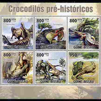 Guinea - Bissau 2010 Evolution of Crocodiles perf sheetlet containing 6 values unmounted mint, Michel 5127-32
