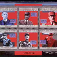 Guinea - Conakry 2010 Death Anniversary of Charles De Gaulle #1 perf sheetlet containing 6 values unmounted mint, Michel 7752-57