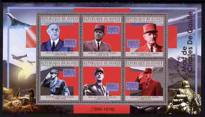 Guinea - Conakry 2010 Death Anniversary of Charles De Gaulle #1 perf sheetlet containing 6 values unmounted mint, Michel 7752-57