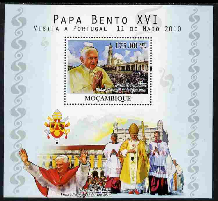 Mozambique 2010 Pope Benedict Visit to Portugal perf s/sheet unmounted mint