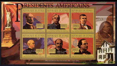 Guinea - Conakry 2010-11 Presidents of the USA #24 - Grover Cleveland perf sheetlet containing 6 values unmounted mint