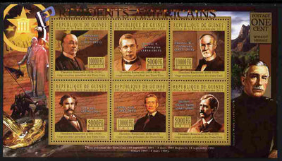 Guinea - Conakry 2010-11 Presidents of the USA #26 - Theodore Roosevelt perf sheetlet containing 6 values unmounted mint