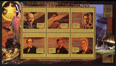 Guinea - Conakry 2010-11 Presidents of the USA #28 - Woodrow Wilson perf sheetlet containing 6 values unmounted mint