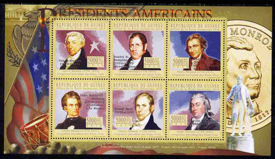 Guinea - Conakry 2010-11 Presidents of the USA #05 - James Monroe perf sheetlet containing 6 values unmounted mint Michel 7889-94