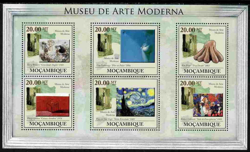 Mozambique 2010 Museum of Modern Art perf sheetlet containing 6 values unmounted mint Yvert 3284-89