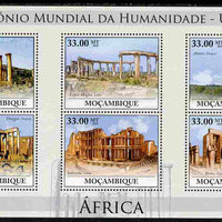 Mozambique 2010 UNESCO World Heritage Sites - Africa #3 perf sheetlet containing 6 values unmounted mint, Yvert 3206-11