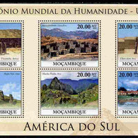 Mozambique 2010 UNESCO World Heritage Sites - South America #2 perf sheetlet containing 6 values unmounted mint, Yvert 3242-47