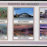 Mozambique 2010 Bridges of the World perf sheetlet containing 6 values unmounted mint, Yvert 3170-75