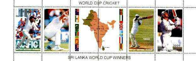 Batum 1996 Cricket World Cup (India) se-tenant horiz strip of 4 plus 2 labels unmounted mint