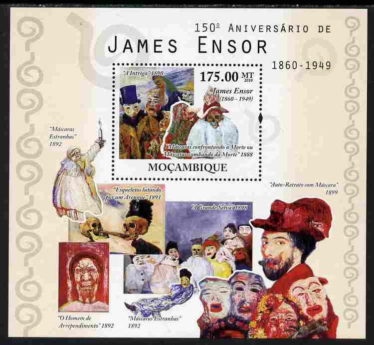 Mozambique 2010,150th Birth Anniversary of James Ensor perf s/sheet unmounted mint