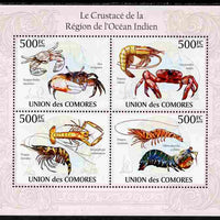 Comoro Islands 2010 Crustaceans from the Indian Ocean Region perf sheetlet containing 4 values unmounted mint, Michel 2672-75