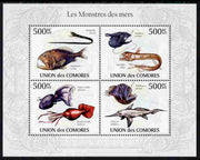 Comoro Islands 2010 Monsters of the Sea perf sheetlet containing 4 values unmounted mint, Michel 2690-93