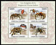 Comoro Islands 2010 Spiders from the Indian Ocean Region perf sheetlet containing 4 values unmounted mint, Michel 2677-80