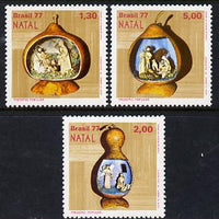 Brazil 1977 Christmas (Nativity Scenes in Carved Gourds) set of 3, SG 1687-89 unmounted mint