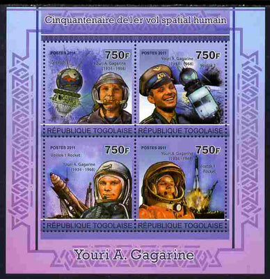 Togo 2011 50th Anniversary of First Manned Space Flight perf sheetlet containing 4 values unmounted mint