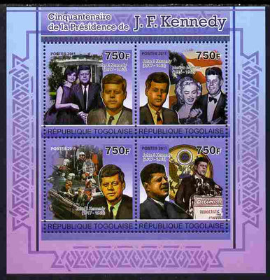 Togo 2011 50th Anniversary of Presidency of John F Kennedy perf sheetlet containing 4 values unmounted mint
