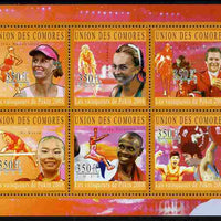 Comoro Islands 2010 Beijing Olympic Winners perf sheetlet containing 6 values unmounted mint