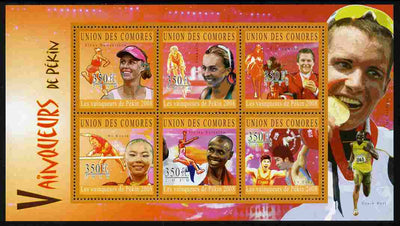 Comoro Islands 2010 Beijing Olympic Winners perf sheetlet containing 6 values unmounted mint