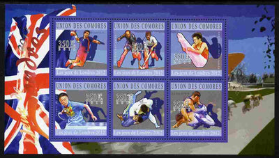 Comoro Islands 2010 London 2012 Olympics perf sheetlet containing 6 values unmounted mint