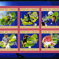 Comoro Islands 2010 South African Footballers #2 perf sheetlet containing 6 values unmounted mint