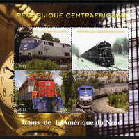 Central African Republic 2011 Railways - Trains of North America perf sheetlet containing 4 values unmounted mint. Note this item is privately produced and is offered purely on its thematic appeal, it has no postal validity
