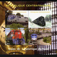 Central African Republic 2011 Railways - Trains of North America imperf sheetlet containing 4 values unmounted mint. Note this item is privately produced and is offered purely on its thematic appeal