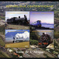 Central African Republic 2011 Railways - Trains of Africa perf sheetlet containing 4 values unmounted mint. Note this item is privately produced and is offered purely on its thematic appeal