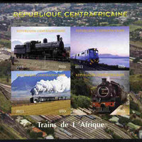 Central African Republic 2011 Railways - Trains of Africa imperf sheetlet containing 4 values unmounted mint. Note this item is privately produced and is offered purely on its thematic appeal