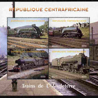 Central African Republic 2011 Railways - Trains of England perf sheetlet containing 4 values unmounted mint. Note this item is privately produced and is offered purely on its thematic appeal