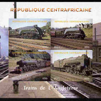 Central African Republic 2011 Railways - Trains of England imperf sheetlet containing 4 values unmounted mint. Note this item is privately produced and is offered purely on its thematic appeal