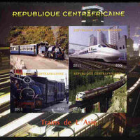 Central African Republic 2011 Railways - Trains of Asia imperf sheetlet containing 4 values unmounted mint. Note this item is privately produced and is offered purely on its thematic appeal