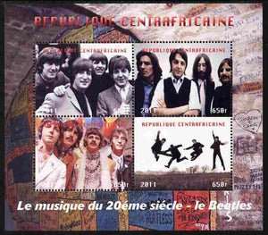 Central African Republic 2011 The Beatles #1 perf sheetlet containing 4 values unmounted mint. Note this item is privately produced and is offered purely on its thematic appeal