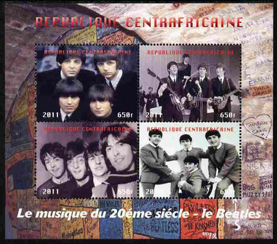 Central African Republic 2011 The Beatles #2 perf sheetlet containing 4 values unmounted mint. Note this item is privately produced and is offered purely on its thematic appeal