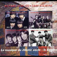 Central African Republic 2011 The Beatles #2 imperf sheetlet containing 4 values unmounted mint. Note this item is privately produced and is offered purely on its thematic appeal