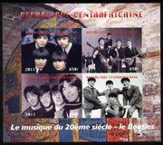 Central African Republic 2011 The Beatles #2 imperf sheetlet containing 4 values unmounted mint. Note this item is privately produced and is offered purely on its thematic appeal