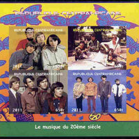 Central African Republic 2011 The Monkeys (pop group) imperf sheetlet containing 4 values unmounted mint. Note this item is privately produced and is offered purely on its thematic appeal