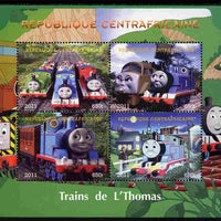 Central African Republic 2011 Thomas the Tank Engine perf sheetlet containing 4 values unmounted mint. Note this item is privately produced and is offered purely on its thematic appeal
