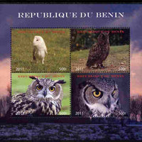 Benin 2011 Owls perf sheetlet containing 4 values unmounted mint. Note this item is privately produced and is offered purely on its thematic appeal