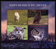 Benin 2011 Owls perf sheetlet containing 4 values unmounted mint. Note this item is privately produced and is offered purely on its thematic appeal