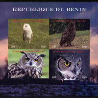 Benin 2011 Owls imperf sheetlet containing 4 values unmounted mint. Note this item is privately produced and is offered purely on its thematic appeal