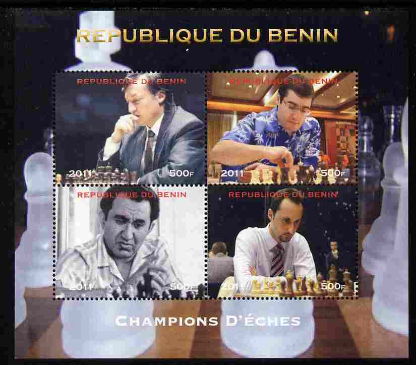 Benin 2011 Chess Champions perf sheetlet containing 4 values unmounted mint. Note this item is privately produced and is offered purely on its thematic appeal, it has no postal validity
