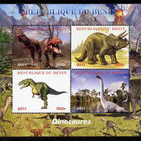 Benin 2011 Dinosaurs perf sheetlet containing 4 values unmounted mint. Note this item is privately produced and is offered purely on its thematic appeal