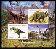 Benin 2011 Dinosaurs perf sheetlet containing 4 values unmounted mint. Note this item is privately produced and is offered purely on its thematic appeal